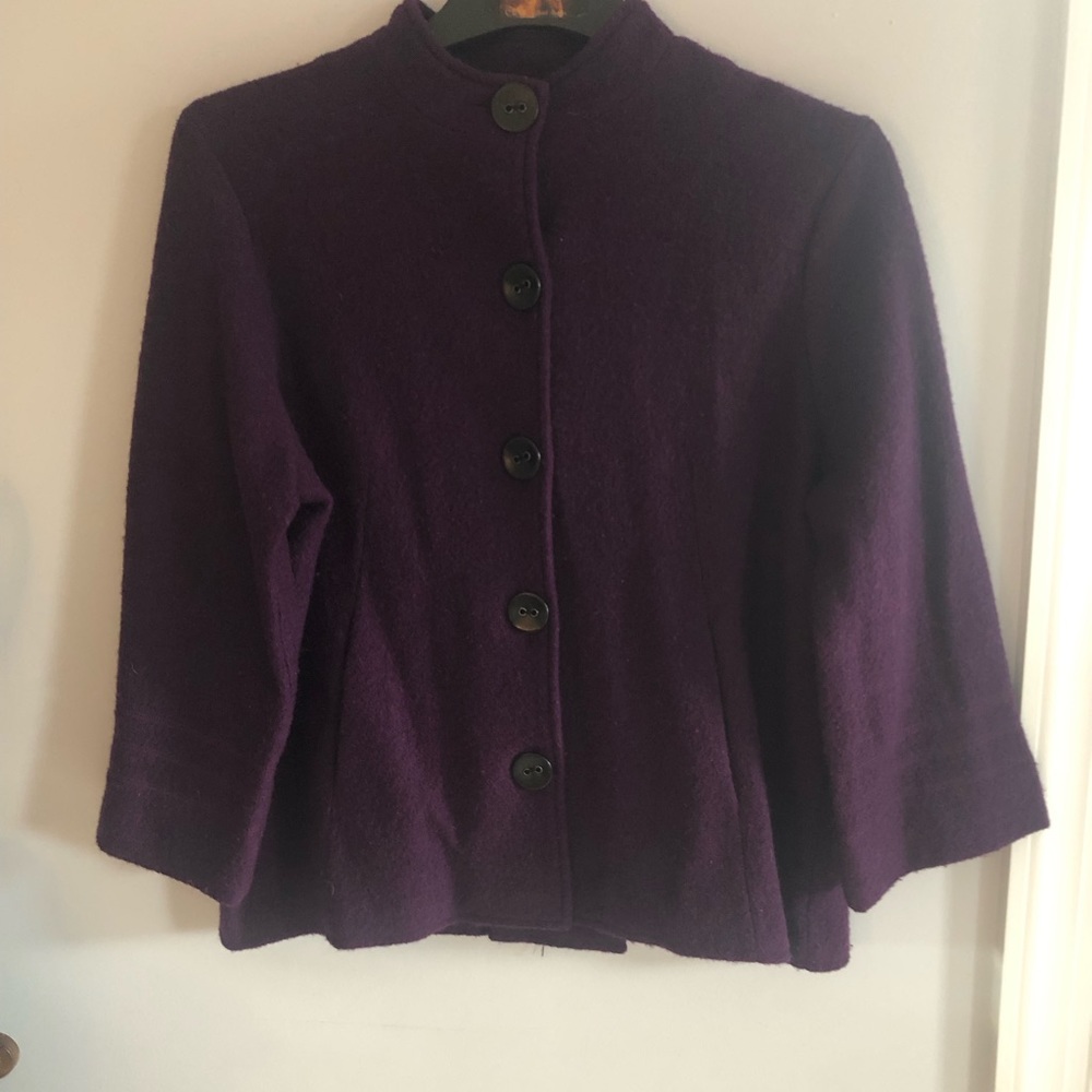 100% Wool Swing style waist length Medium Plum coat